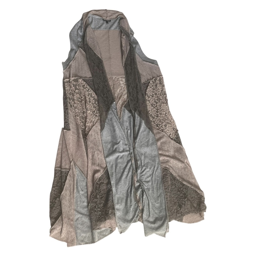 Dor Dor Couture Boho Patchwork Lace Duster Vest Open Front Long Layering‎ Large - Picture 7 of 12